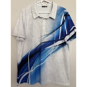 Ouku Polo Shirt Mens L Geometric Line Short Sleeve Golf Outdoor Athleisure